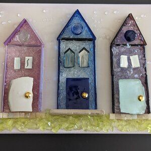 The Shard Shop Shotgun, Triple 11" X 14" - Handmade Glass Wall Art